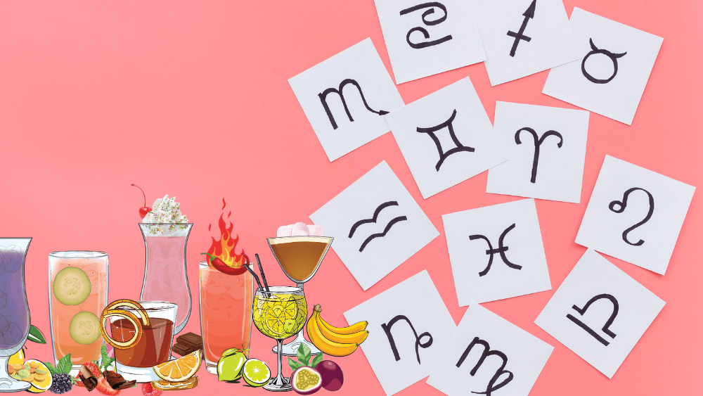 cocktail drinks with star sign symbols