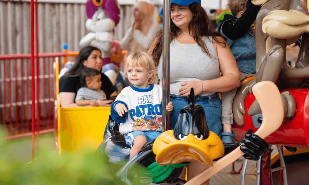 Young child on a theme park ride at Movie World Gold Coast