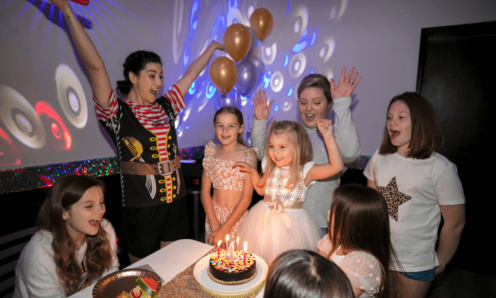 Birthday party with cake at paradise resort